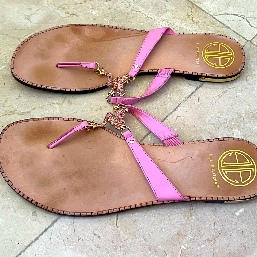 Lilly Pulitzer crystal frog sandals size 9 1/2